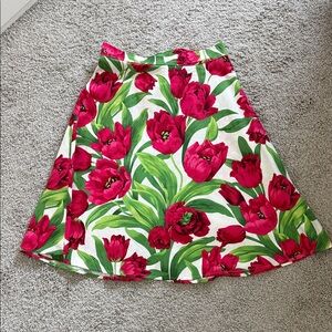 Vibrant Floral A-Line Skirt - Red and Green